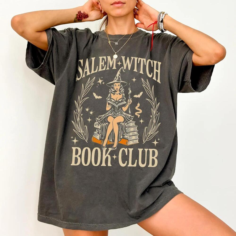 S Salem Witch Book Club Shirt, Halloween Witch Tee, Spooky Bookish Tshirt